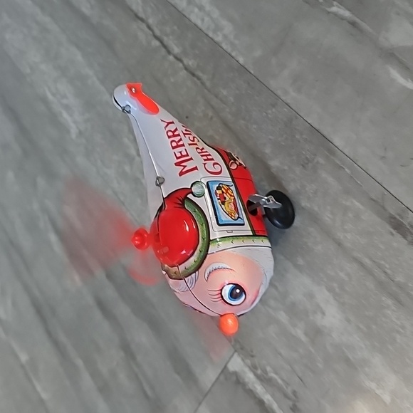 Vintage Wind Up Yuletide Santa Claus w/Reindeer Copter Made in Japan Works - Picture 13 of 13